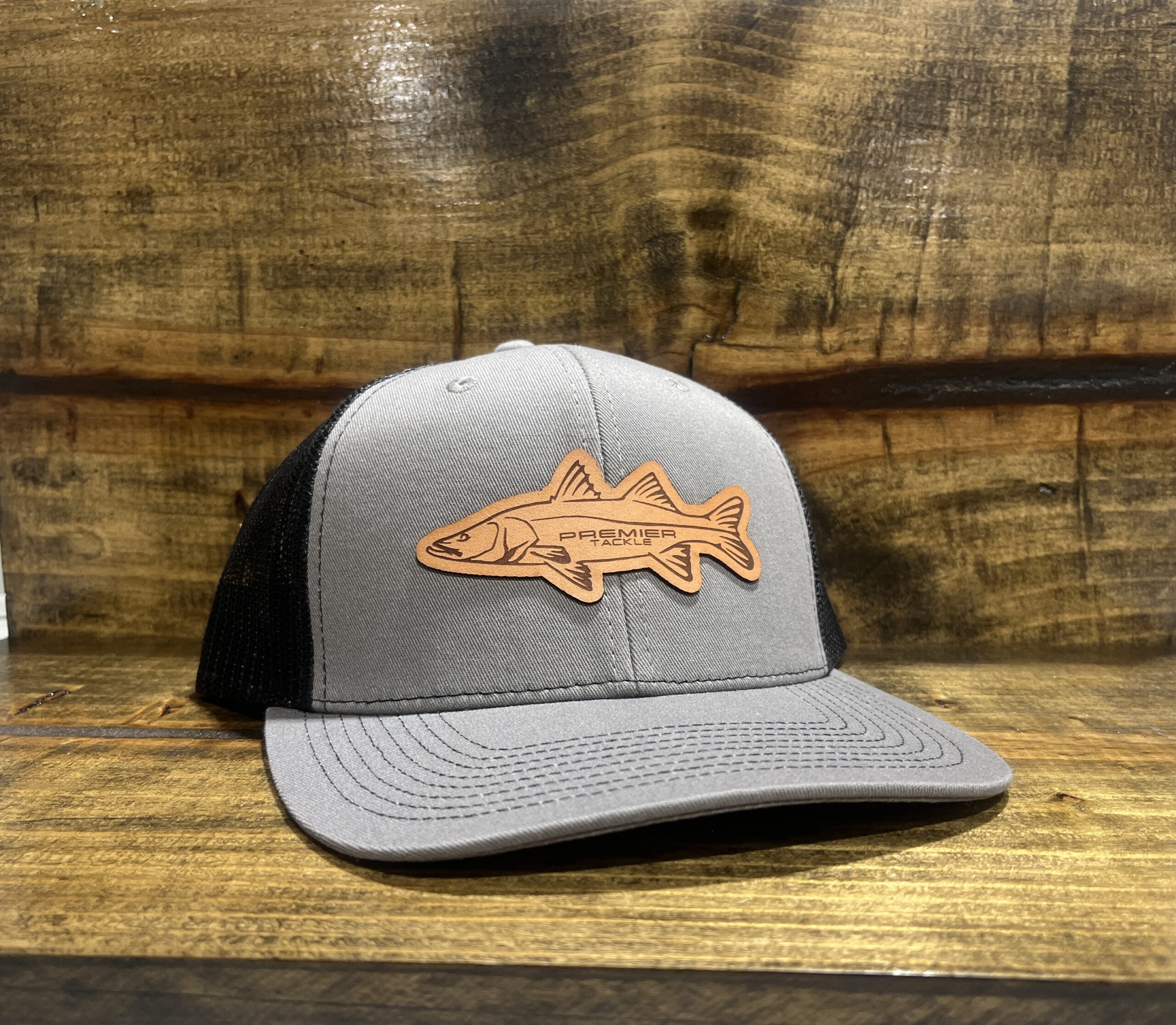 premier hat grey snook leather scaled